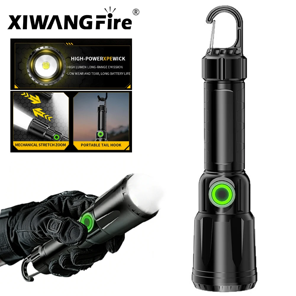Helle zoombare LED-Taschenlampe, wiederaufladbare Handtaschenlampe, tragbare Notleuchte für Camping, Wandern, Angeln, Arbeiter, Geschenke
