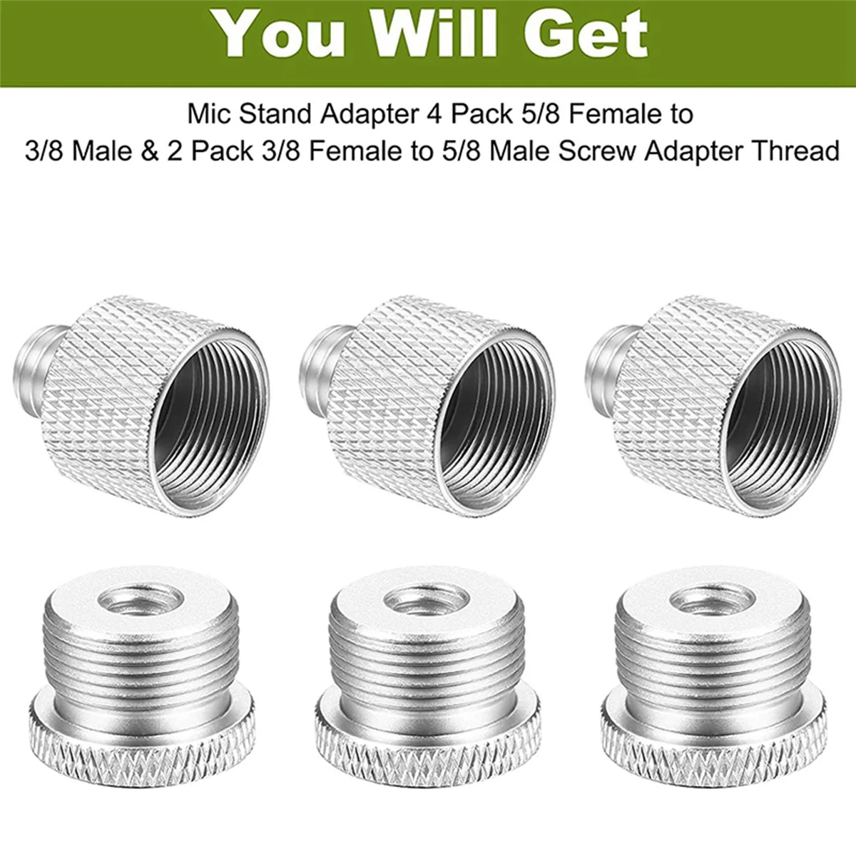 A14M 60 Pcs Mic Thread Adapter Set 5/8 Female to 3/8 Male and 3/8 Female to 5/8 Male Screw Adapter Thread