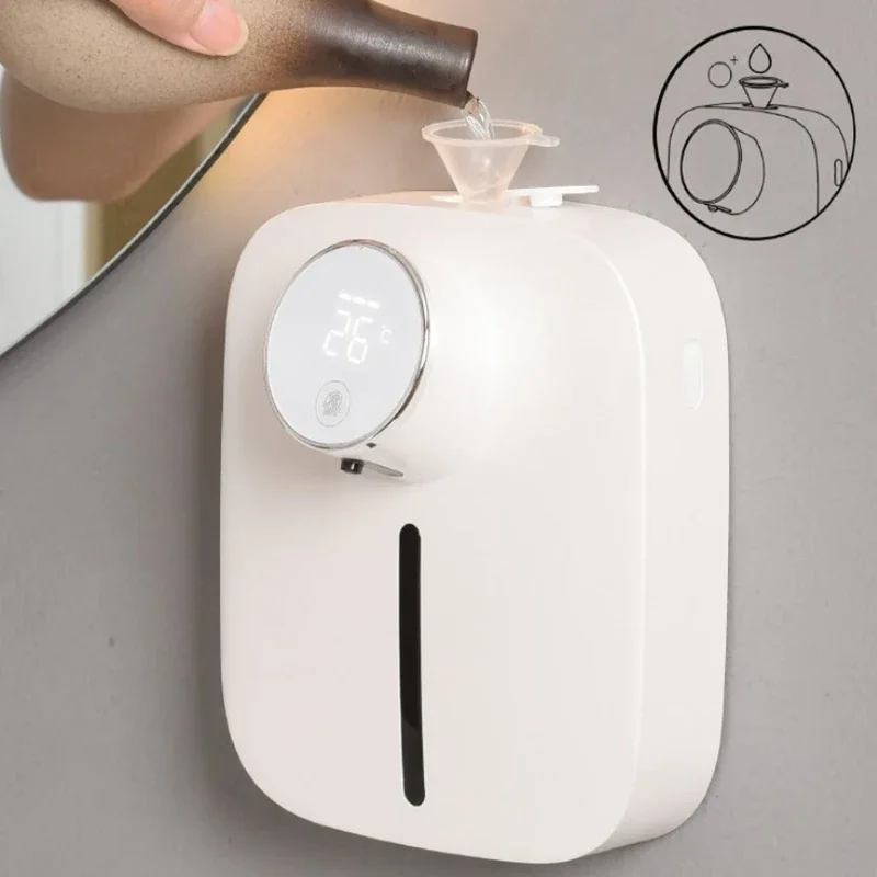 Automatic Wall-mounted Rechargeable Liquid Foam Soap Dispenser with Temperature Display