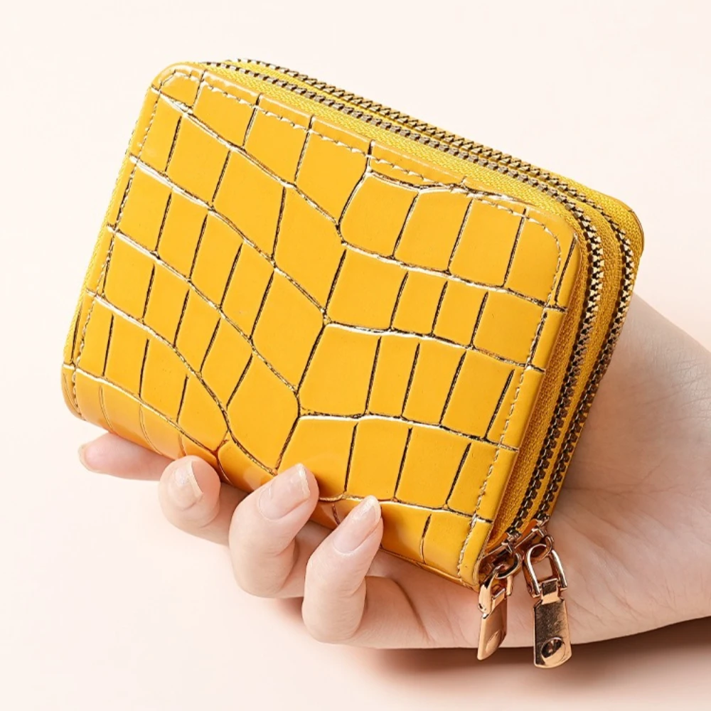 Multi Slot Card Holder Fashion Small Wallet Women Business Bank Credit Card Bag Coin Pouch Large Capacity Leather Zipper Wallet