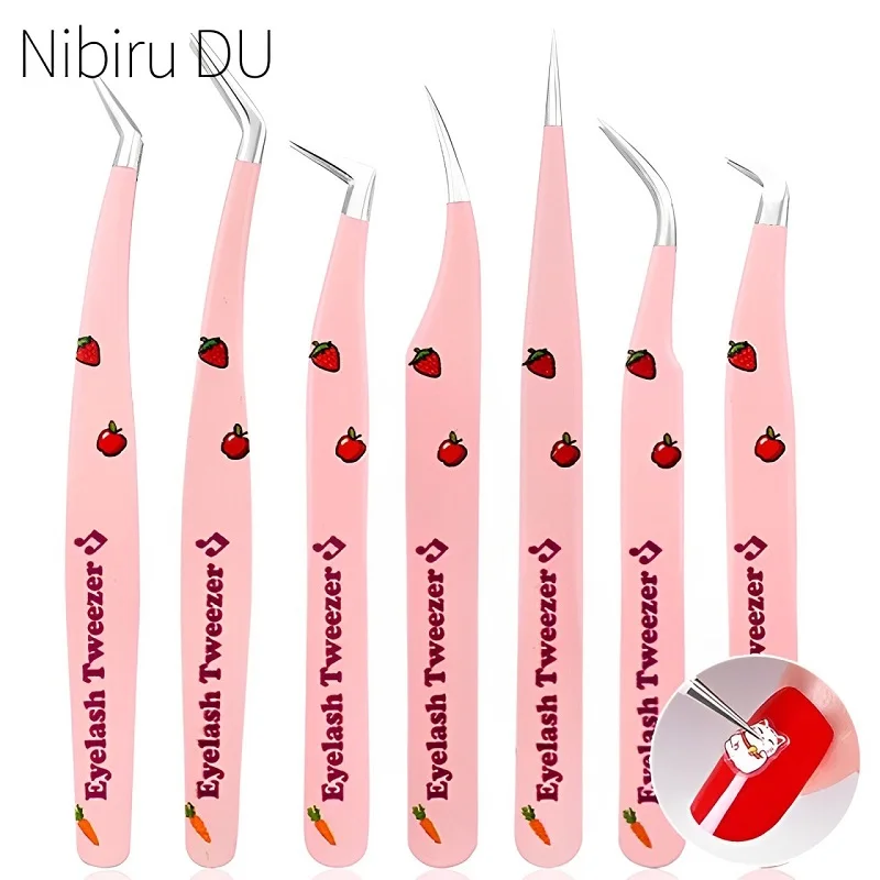 Nail Art Tweezers Stainless Steel Straight Curved Tweezer Set Nail Art Sticker Rhinestones Pick Up Clip Makeup DIY Tweezer Tools