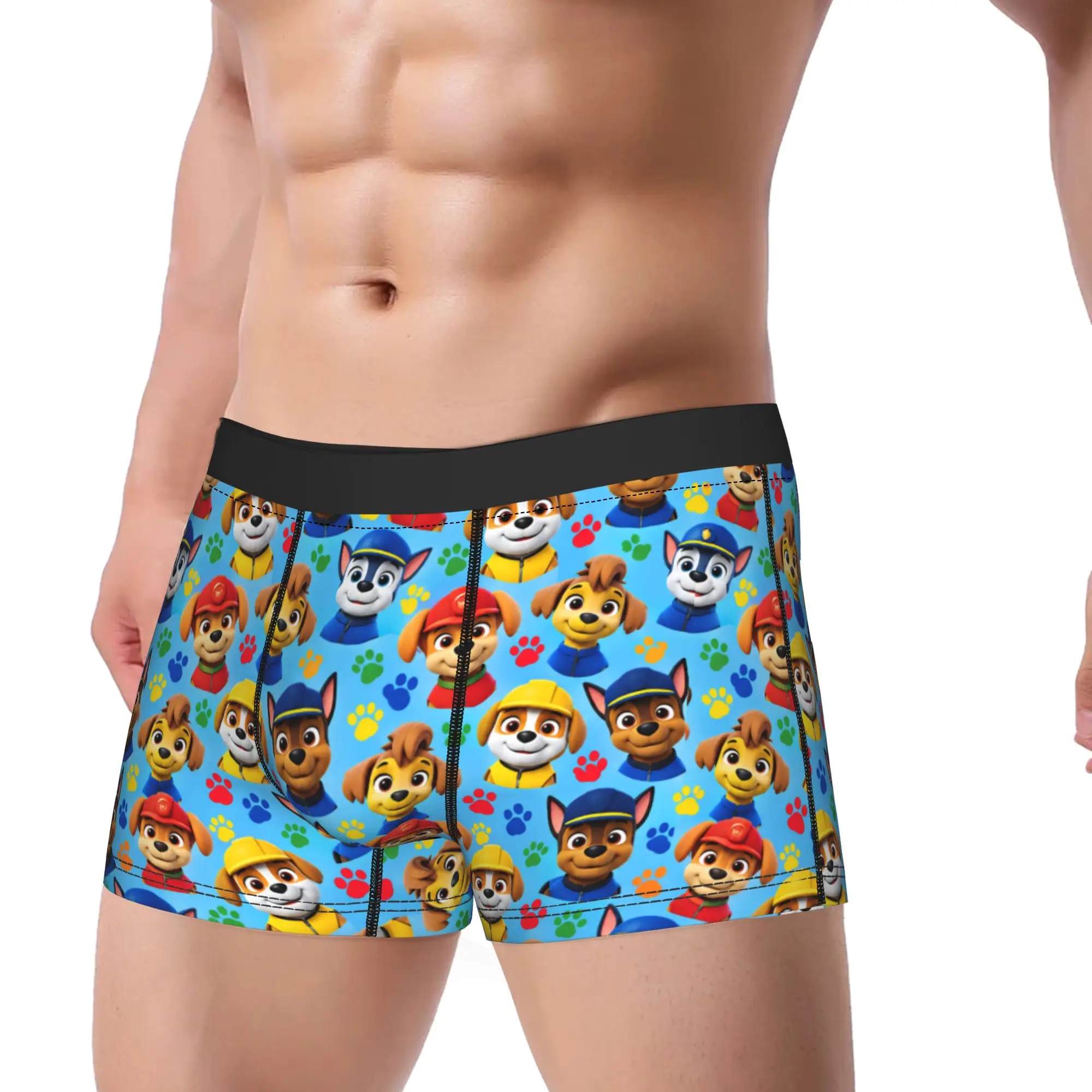 Paw Dogs Puppy Head Portrait Collage Art Underwear Men's Boxer Brief Elastic Boxershorts Quality Custom DIY Oversize Underpants