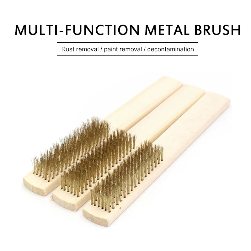 olishing Grinding Brass Copper Wire Brush Steel Brush With Wooden Handle Nylon Wire Brush For Jewelry Rust Paint Removal