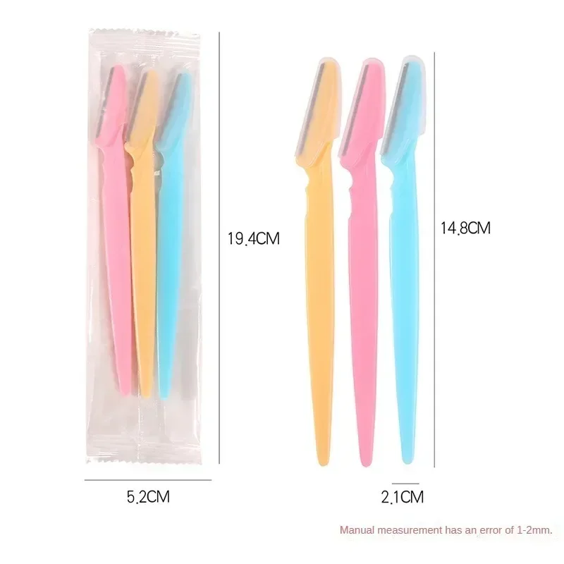 ポータブル眉毛トリマー,女性用ブレード,フェイシャルシェーバー,眉毛用,脱毛器,安全カミソリ,メイクアップ,3個
