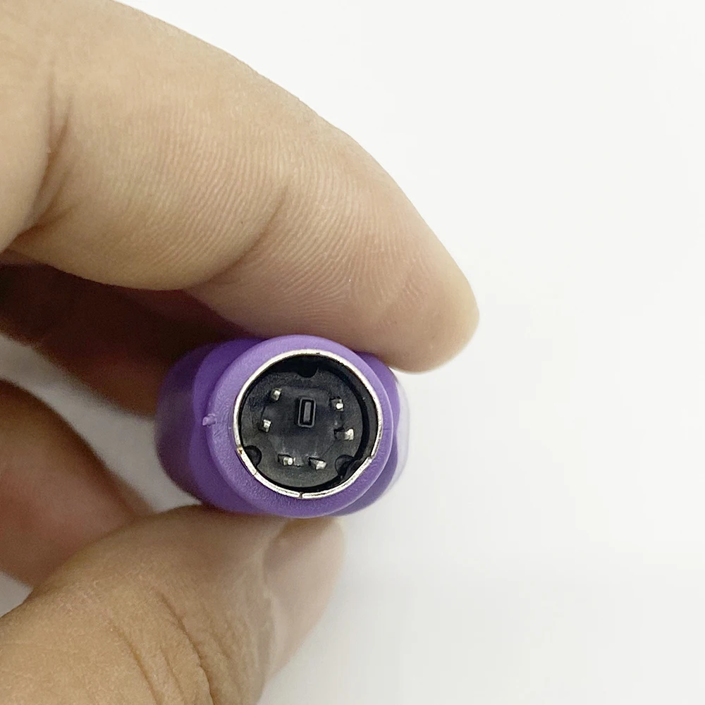 1Pcs Purple USB PS2 Mini DIN 6Pin Connector USB Female JACK to PS2 Mouse Keyboard Male Plug Converter Computer PC USB Adapter