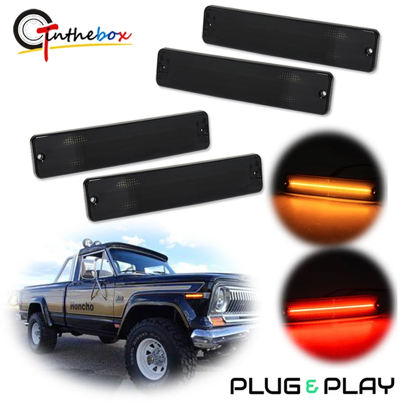 Gtinthebox Car Front / Rear Side Marker LED Lights For Jeep Cherokee SJ,Grand Wagoneer,J10 J20 Pickup,CJ5 CJ6 CJ7,Scrambler CJ8