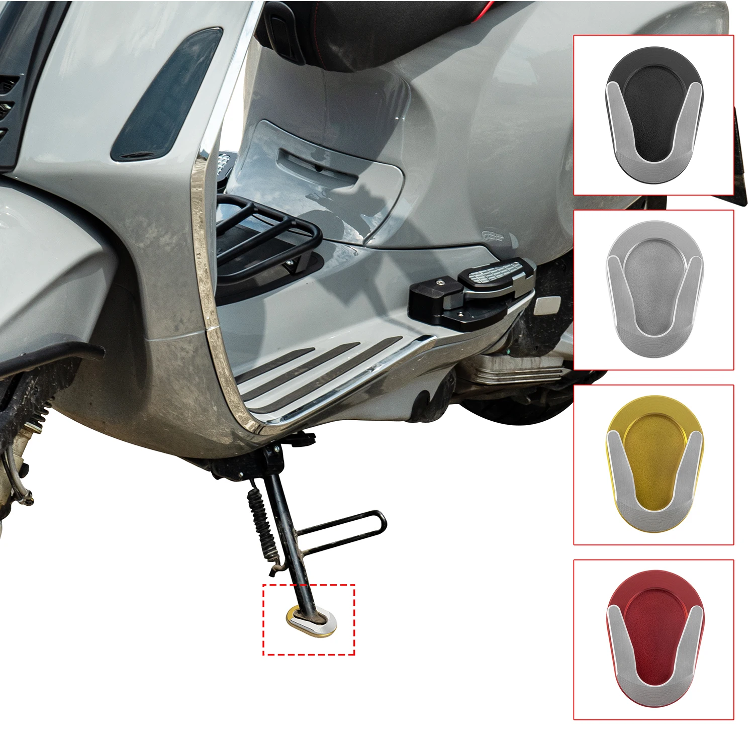 Motorcycle Parking Accessories Side Stand Kickstand Tripod Extension Anti-Slip Pads For Vespa Sprint 150 Universal all year