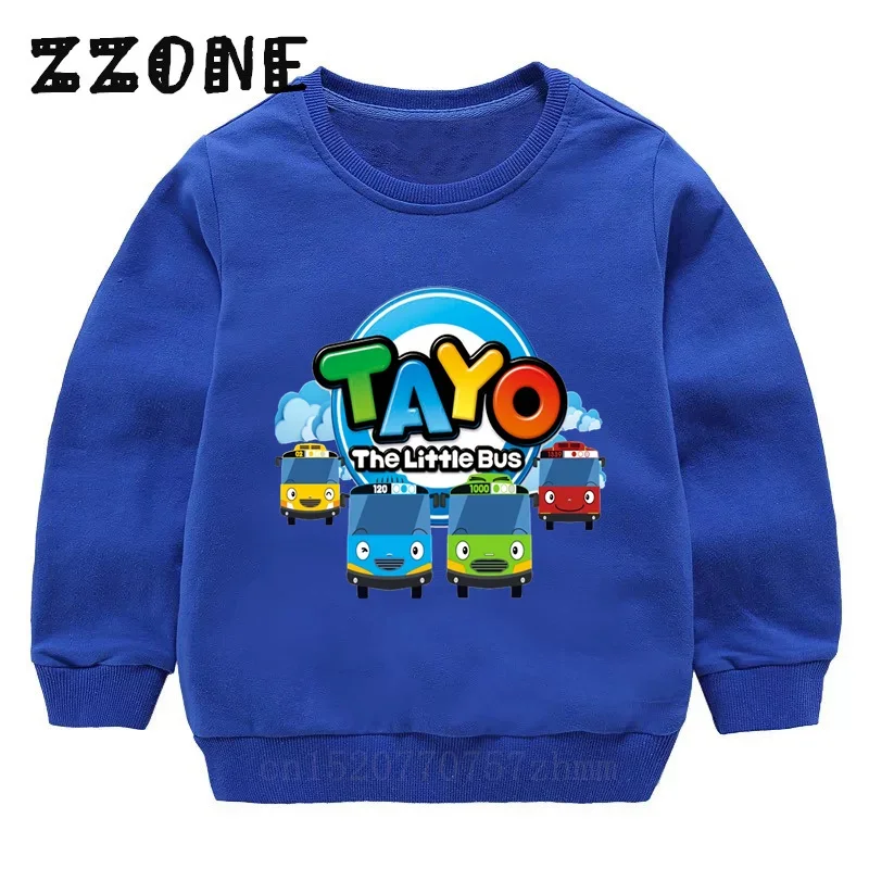 Hot Sale Kids Sweatshirts Tayo the Little Bus Print Cartoon Children Hoodies Funny Baby Pullover Outwear Tops Girls Boys Clothes