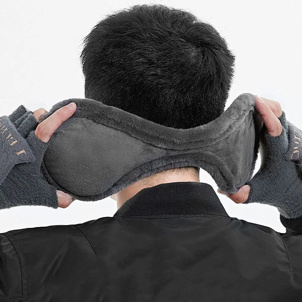 Esqui macio inverno para masculino earflap manter mais quente cor sólida engrossar à prova de vento capa de orelha earcap aquecedores de orelha de pelúcia