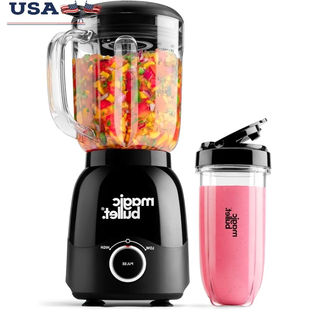 

Full Size Blender Combo 600W Personal Blender with Stainless Steel Blade 48oz Pitcher and To-Go Cup Smoothies Salsas