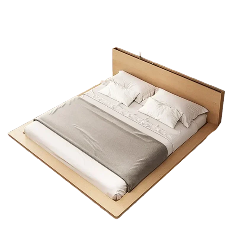 Japanese Tatami Loft Bed Adults Nordic Low Luxury Modern Double Bed Simple Landing Bedstead Lamp Furniture