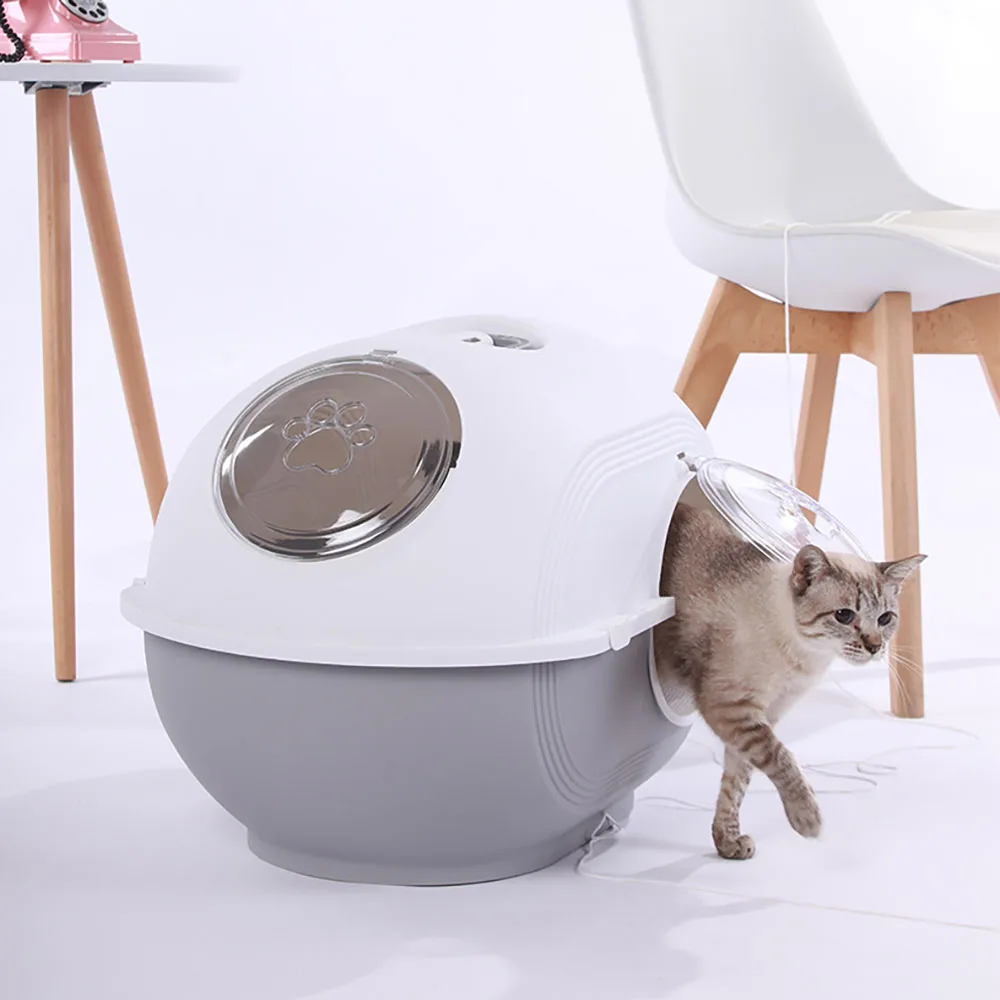 Large Spacecraft Cat Litter Box Double Door Odor Proof Fully Enclosed Cats Toilet Anti Splash Measures Litter Box Pet Supplies