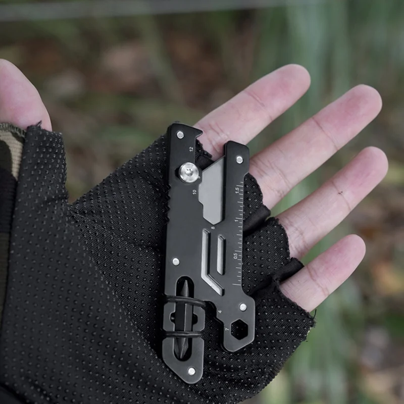 12 In1 Multi-Functional เครื่องทำลายเอกสาร Utility EDC มีดพ่นทรายสีดำปรับขนาดได้ถอดออกได้ Multitool อุปกรณ์ทำมือ