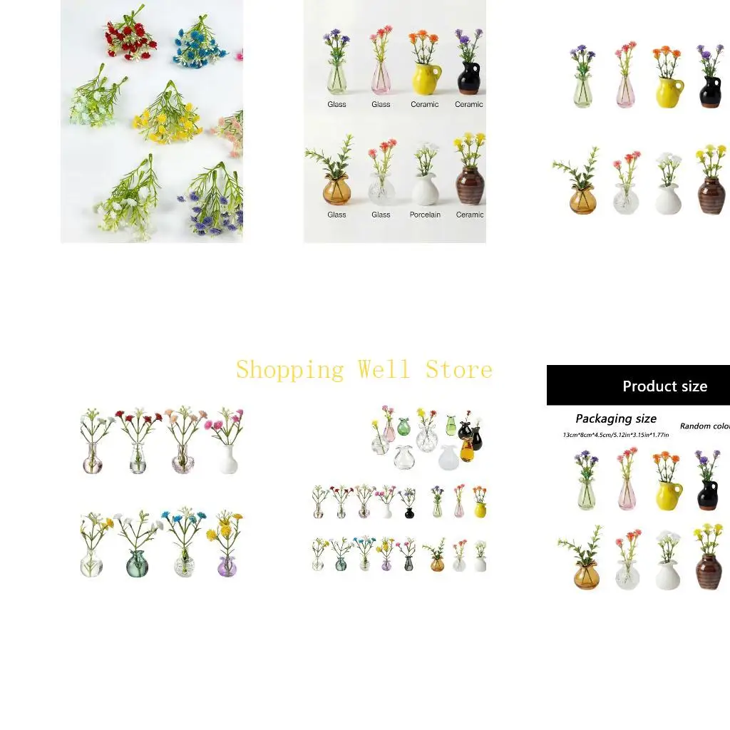 KX4B Mini Vase Magnets for Fridge Tiny Plant Vase Magnets Fridge Decoration for Kitchen,Locker Office Refrigerator Magnets