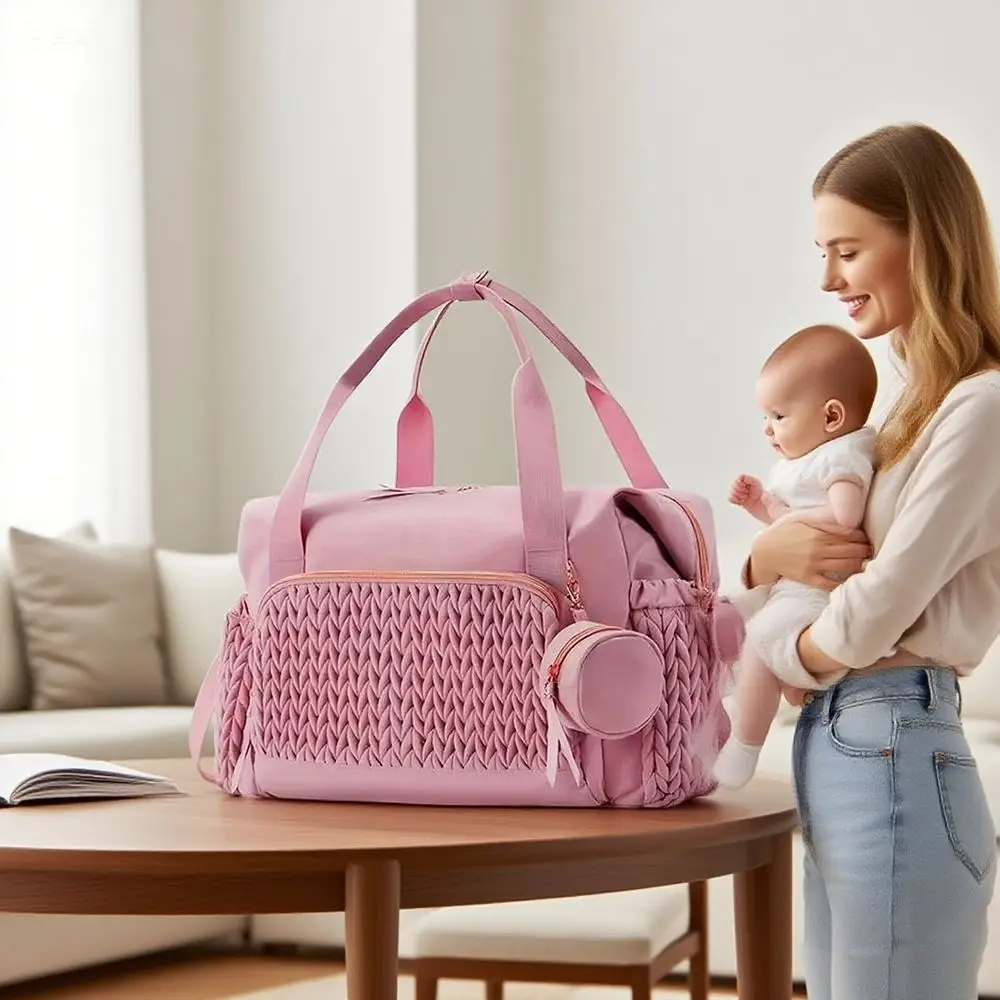 حقيبة حفاضات الأم متعددة الوظائف مقاومة للاهتراء، سعة كبيرة، حقيبة سفر للأمهات، خفيفة الوزن، محمولة، حقيبة كتف للأم