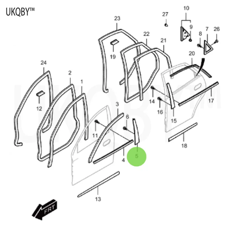 Applicable for 04-15 Bu ic k Ex ce ll e left front door glass trim/hemp pillar exterior trim B-pillar exterior trim 9038113