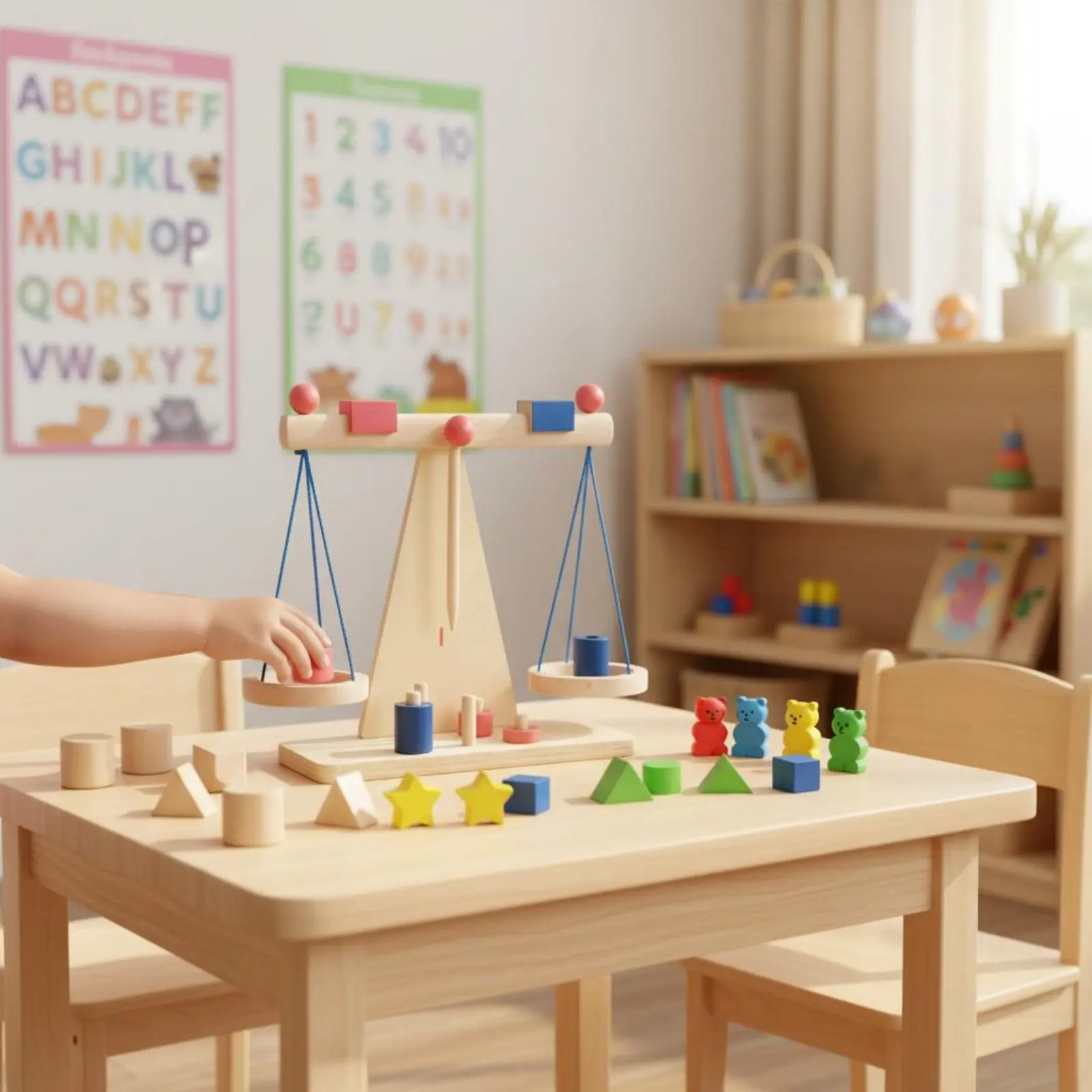 

Wooden Balance Scale Early Education Wooden Weighing Toy Balance Game Set Educational Weighing Scale Toy STEM Learning
