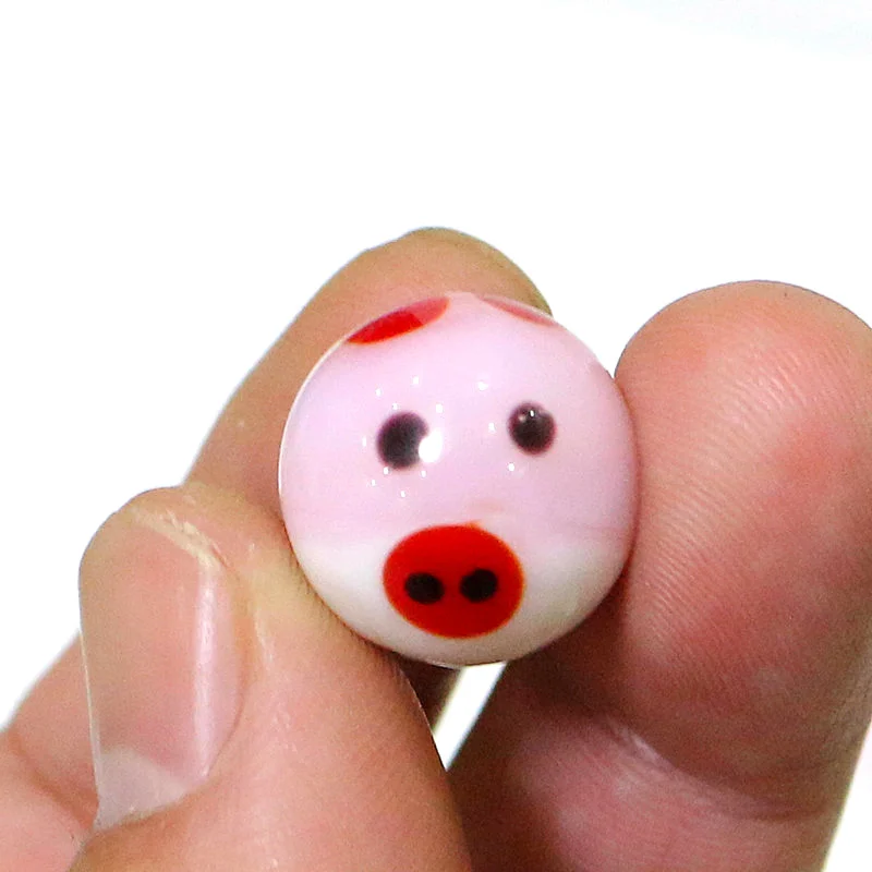 6PCS Cute Pink Pig Design Rare Glass Marbles Ball Kid's Game Pinball Gifts Xmas New Year Ornaments Garden Decor Accessories 16mm