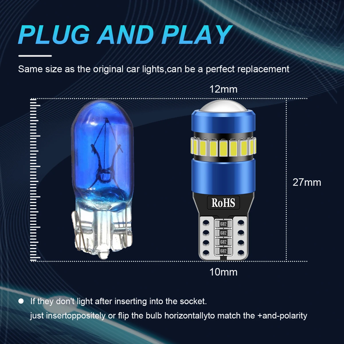 NLpearl 2PCS W5W T10 LED Bulbs Canbus No Error Clearance Light Car Interior Reading Door Trunk License Plate Lamp 6500K White