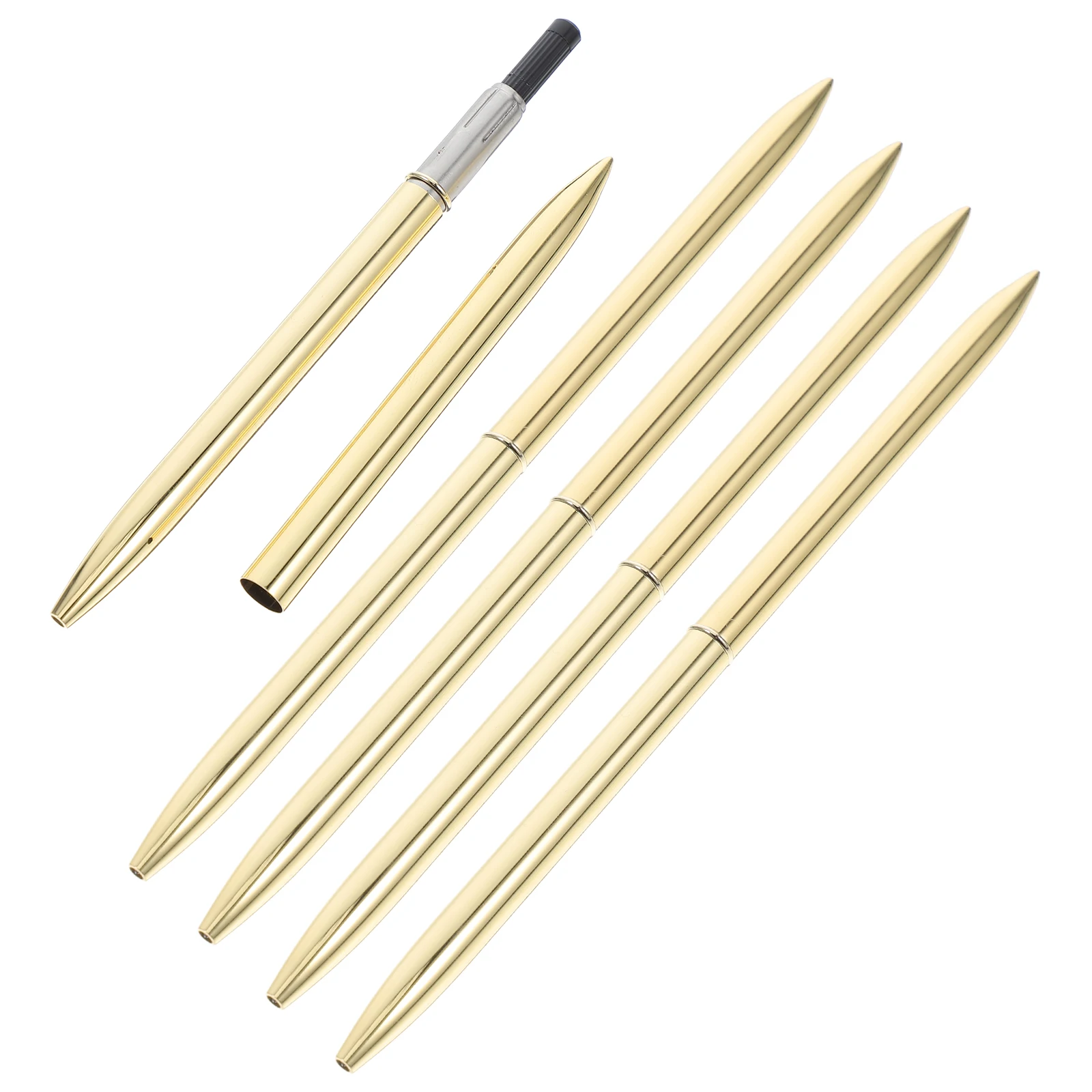 

5pcs Rotating Ballpoint Pen Stainless Steel Business Guest Book Creative Writing Desk Pens Home Office Student