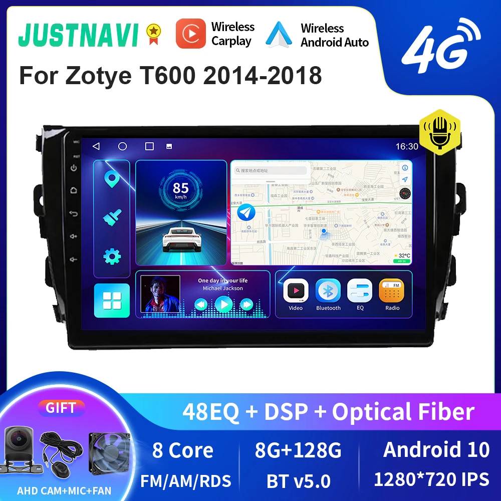 

JUSTNAVI QT10 Android 10.0 Car Radio For Zotye T600 2014-2018 4G Navigation GPS Multimedia Player Autoradio Carplay No 2Din DVD