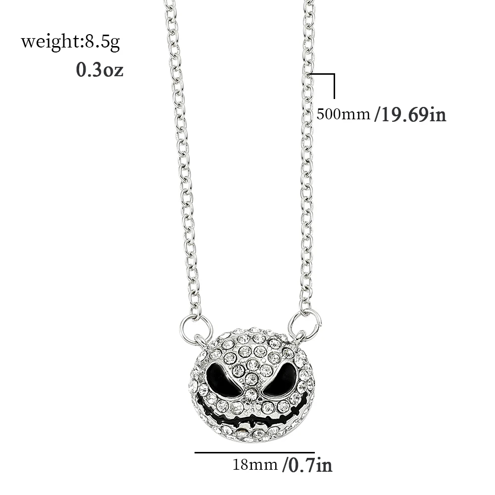 1pcs The Nightmare Before Christmas Jack Skellington Jewelry Crystal Sparkling Necklace Pendant Skull Pendant Jewelry