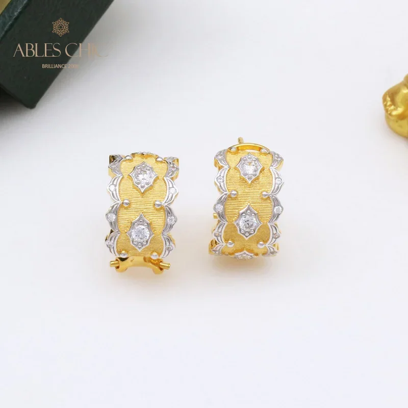 Boucles d'oreilles créoles étoiles CZ en tissu soyeux doré 18 carats pour femmes, argent regardé 925, large clip, boucles d'oreilles de mariage Renaissance, C11E4S25397