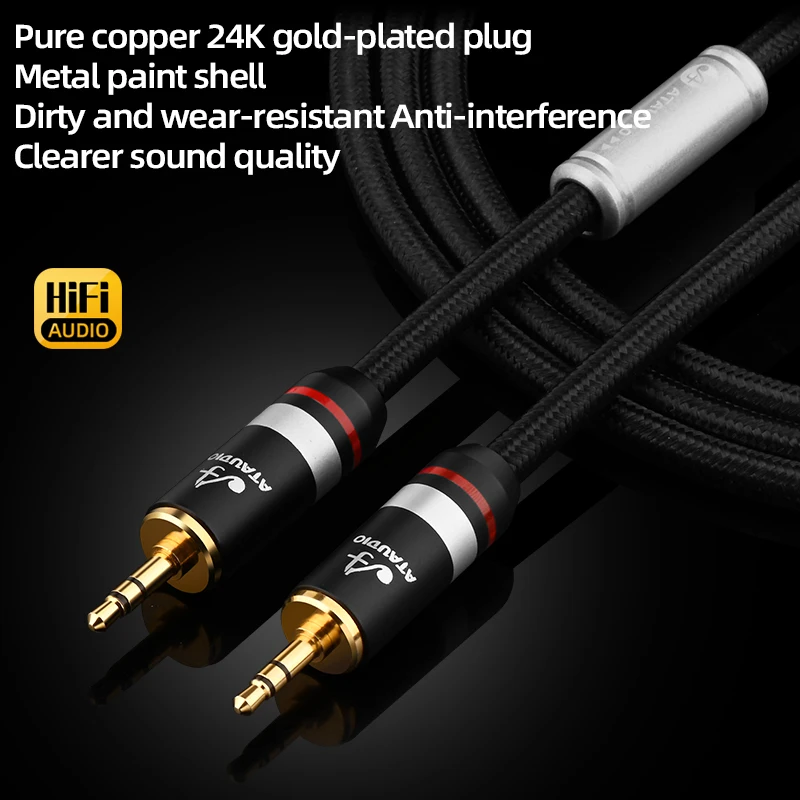 

High Quality 6N OFC HiFi 3.5 Audio Cable for Car Headphone PC Adapter HiFi stereo 3.5mm Jack Male to Male Extension Line
