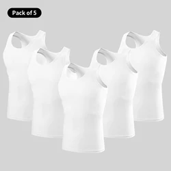 5-Piece Men's Pure Cotton Sports Vest Solid Color Classic Four Seasons Thin Joker Sleeveless Slim Vest Youth Fitness Running T