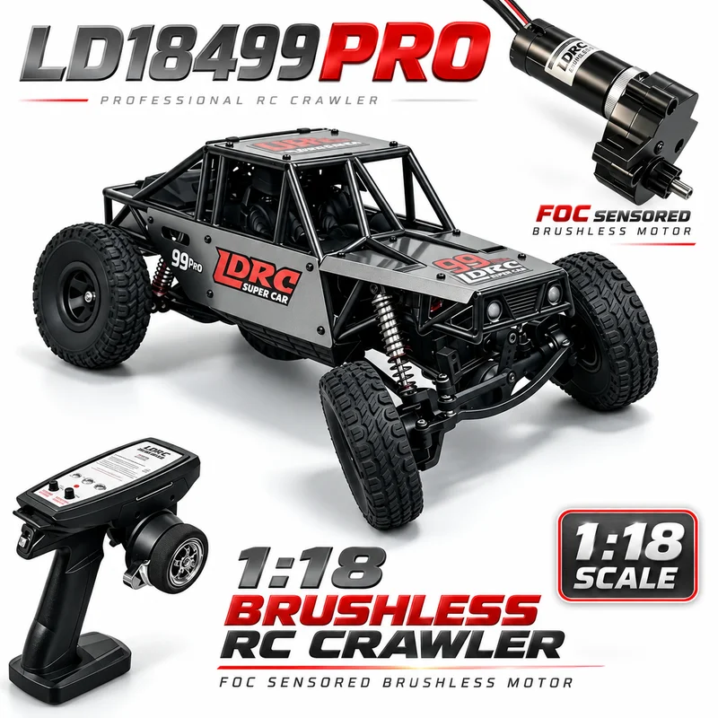 LDRC LD18499 PRO 1/18 Brushless RC Crawler Car 4WD Rock Climbing Truck FOC Motor Tube Frame Off Road RTR