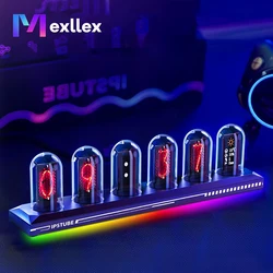 Mexllex Nixie Tube RGB Retro Digital Clock, IPS Glows Analog Clock, Support Wi-Fi Time Calibration, APP Control, Wheather Mode