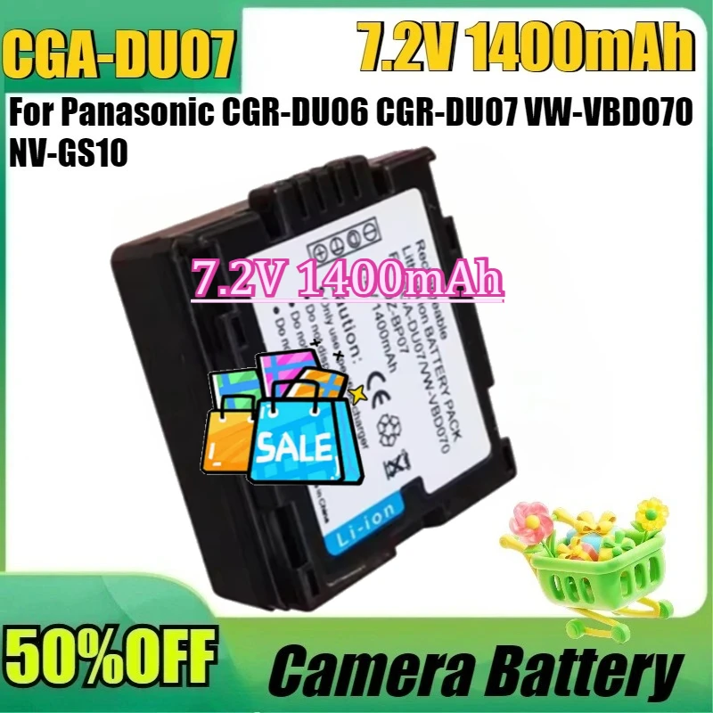 

For Panasonic CGR-DU06 CGR-DU07 VW-VBD070 NV-GS10 Camera Battery New CGA-DU07 7.2V 1400mAh Camcorder Battery