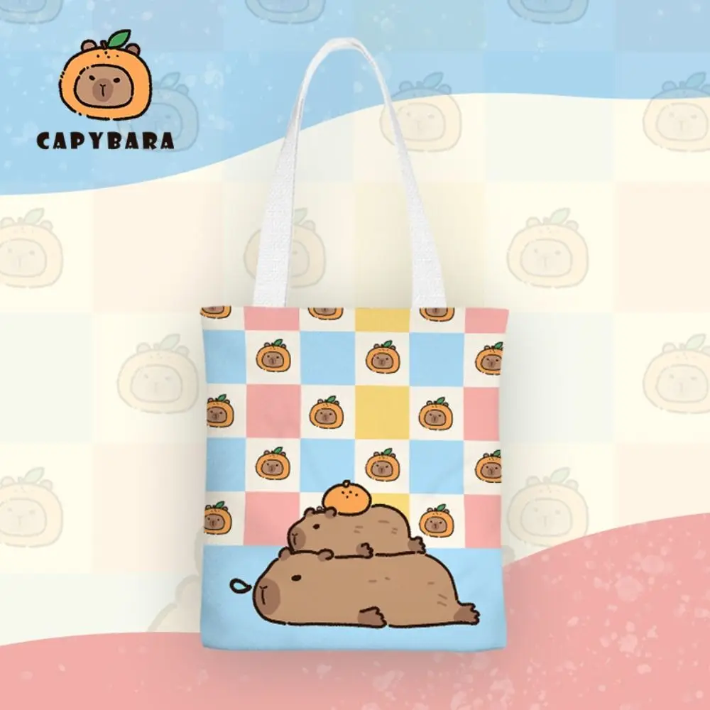 New Capybara Shoulder Bag Kawaii Capybara Canvas Bag Lunch Bag Girls Women Casual Travel Tote Portable School Bag Reusable