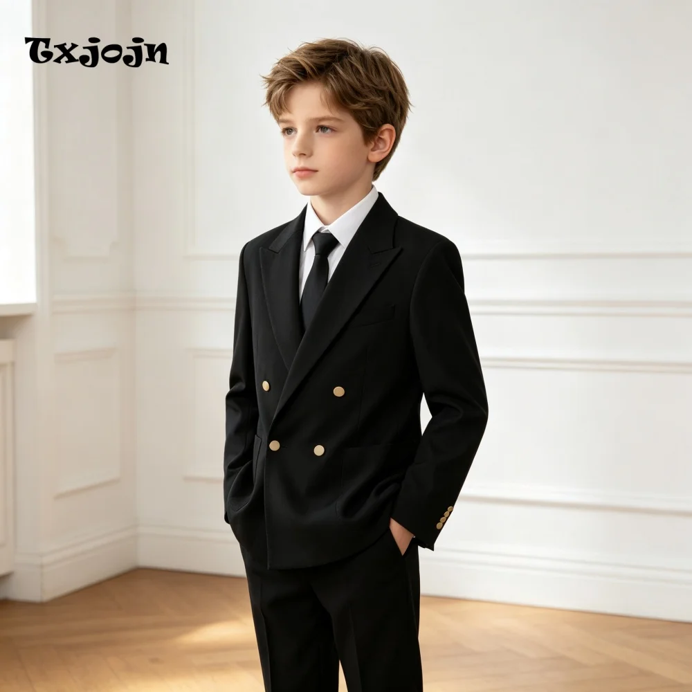 Tailored Formal Boys Suit Classic Homecoming Tuxedos 2-piece Set Trend Peak Lapel Jacket Double Breasted Wedding Blazer Pants