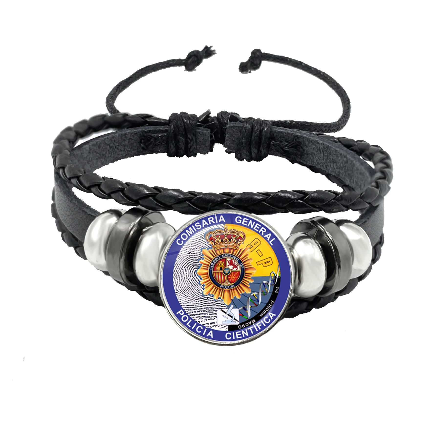 España Guardia Civil El Honor Es Mi Divisa Glass Leather Bracelets Multilayer Spanish Police Braided Bracelets Bangles Jewelry