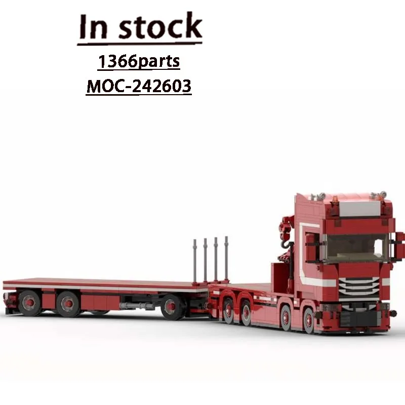 

MOC-242603 New Classic Heavy Duty Freight Crane Trailer Truck Building Block Model 1366 Parts Boys Children's Birthday Toy Gift