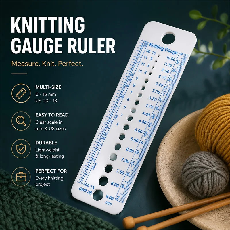 1/3-teiliges Strickzubehör-Set, Nadelspezifikationen, Zoll, Nählineal 1-10mm Größenmessung, Näh- und Häkelwerkzeug – Detail 1