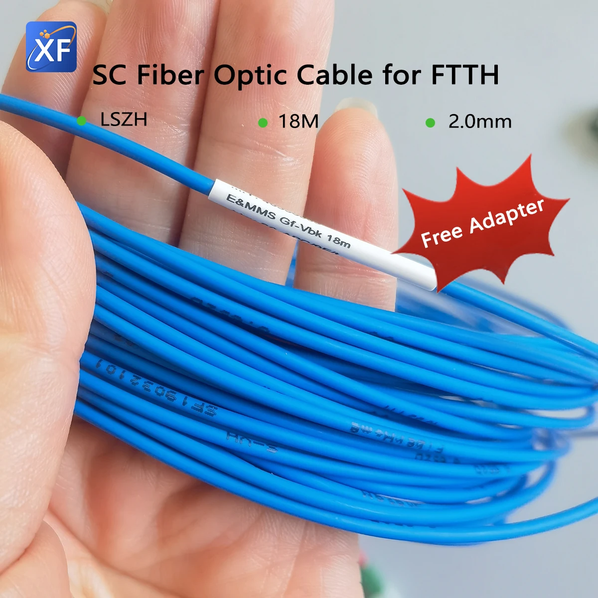

SC/APC-SC/APC Fiber Optic Patch Cable18M 2.0mm Simplex 9/125μm Indoor FTTH Network Cable High Quality Fibra Optica Free Adapter