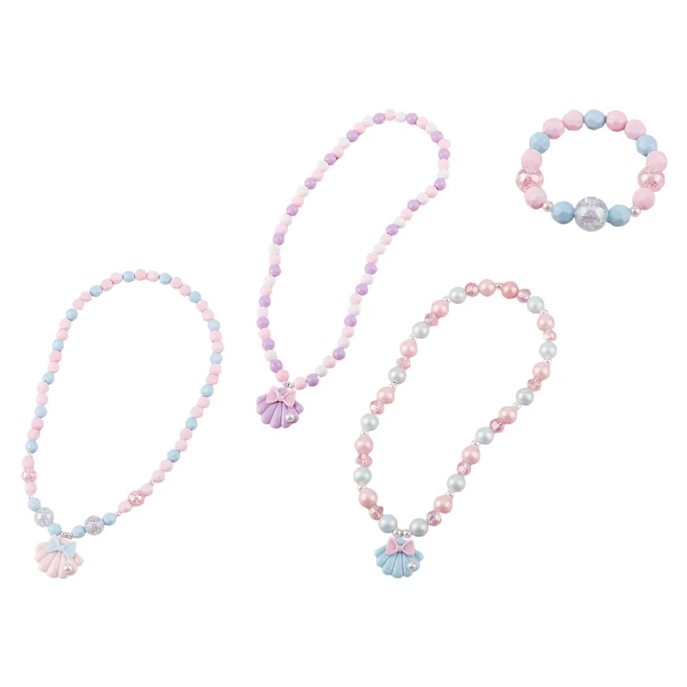 

1Set Pearl Shell Necklace Colorful Acrylic Beaded Bracelet and Necklace Set Party Jewelry for Girls Kids Beaded Bracelets