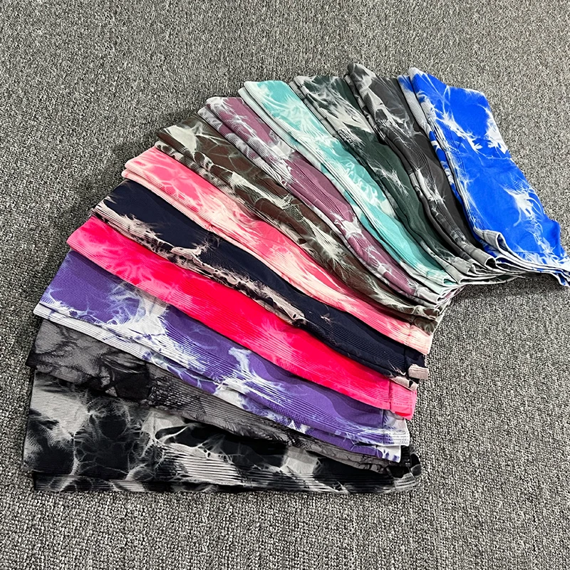 New Tie Dye Seamless Sports Shorts Women Gym Shorts Women Leggings Gym Fitness Pants Running Stretch Training Marble Yoga Shorts