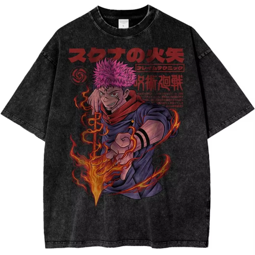 

Jujutsu Kaisen Yuji Itadori Vintage Anime Shirt Classic Tee Men's 2026 Summer Fashion Oversize Street Harajuku Y2K Clothing