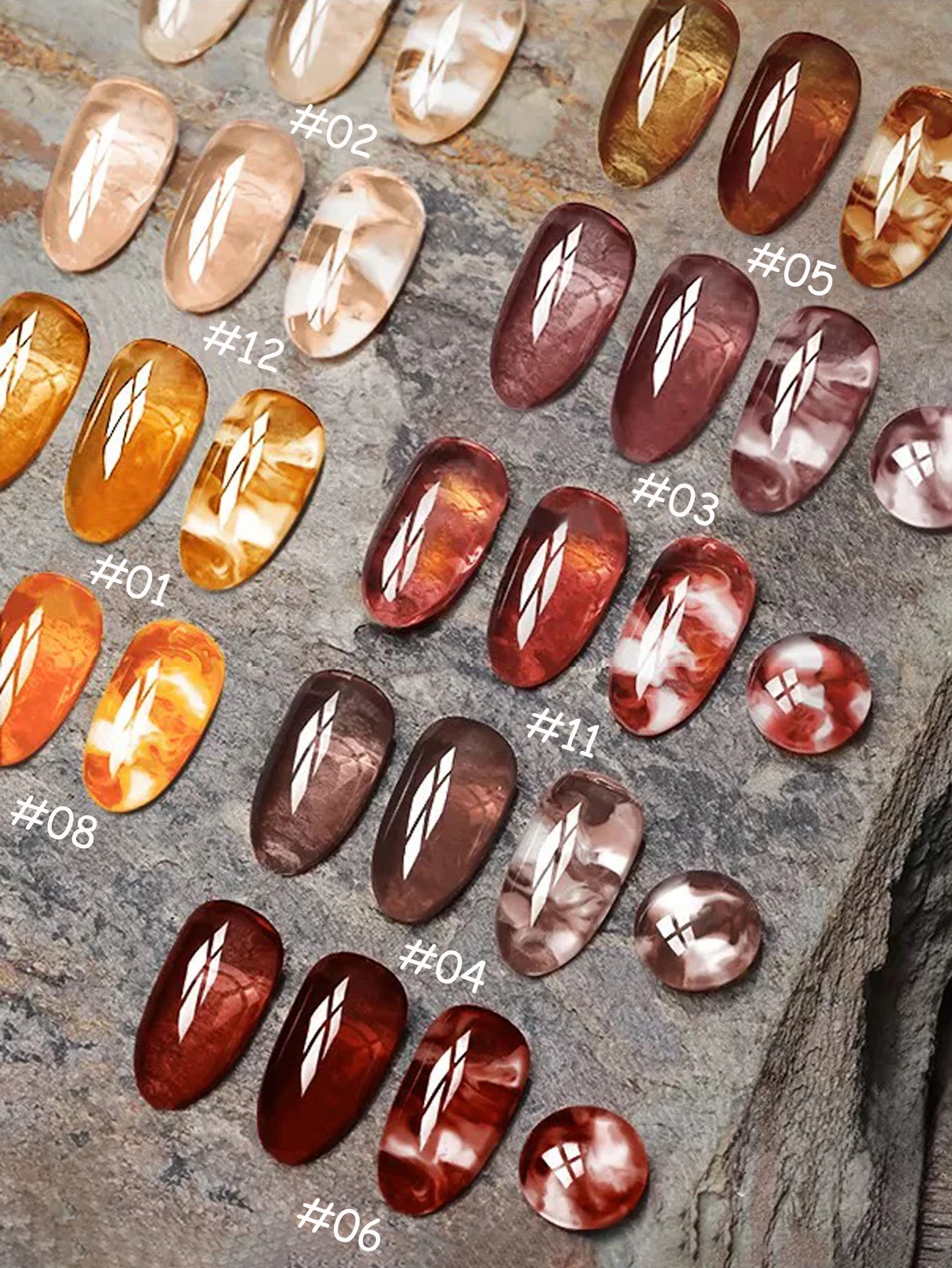 1-12 stücke WS Weihnachten Nagel Eis Transparent Schildkröte Bernstein Gel Nagellack Beliebte Bleaching Braun Orange Nagel Salon Nagel liefert – Detail 4