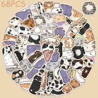 68pcs Cartoon Cute Liquid Cats Stickers Decals For Phone Laptop Luggage Skateboard Notebook Graffiti Aesthetic Stickers Kids Toy