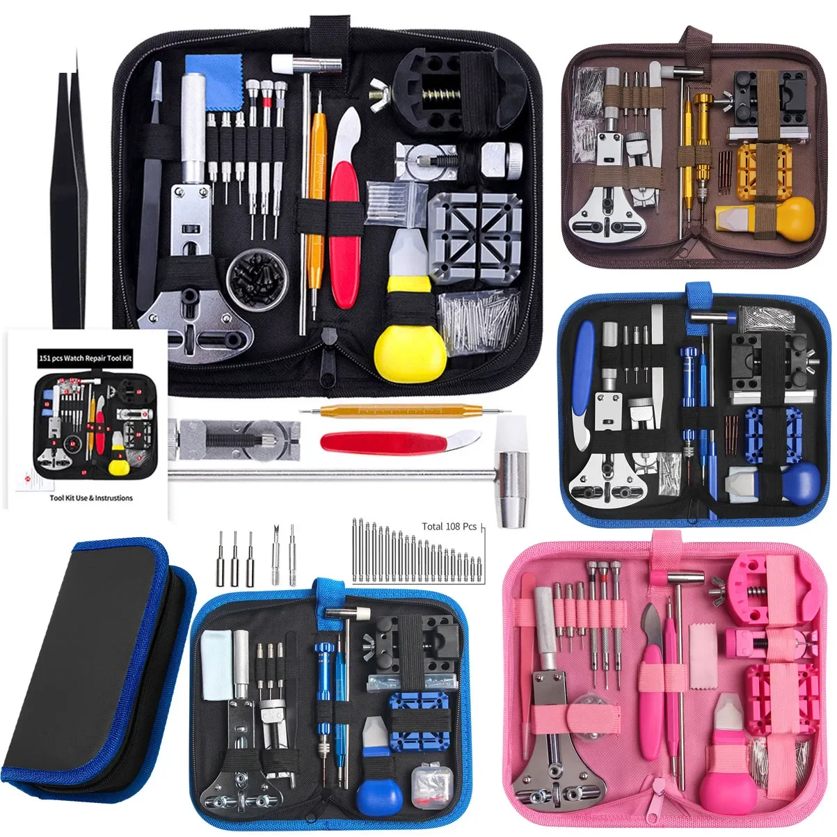 Watch Repair Tool Kits Set Watch Opener Case Remover Spring Bar Pry Tweezers Hammers Screwdriver Clock Watchmaker Repair Tool