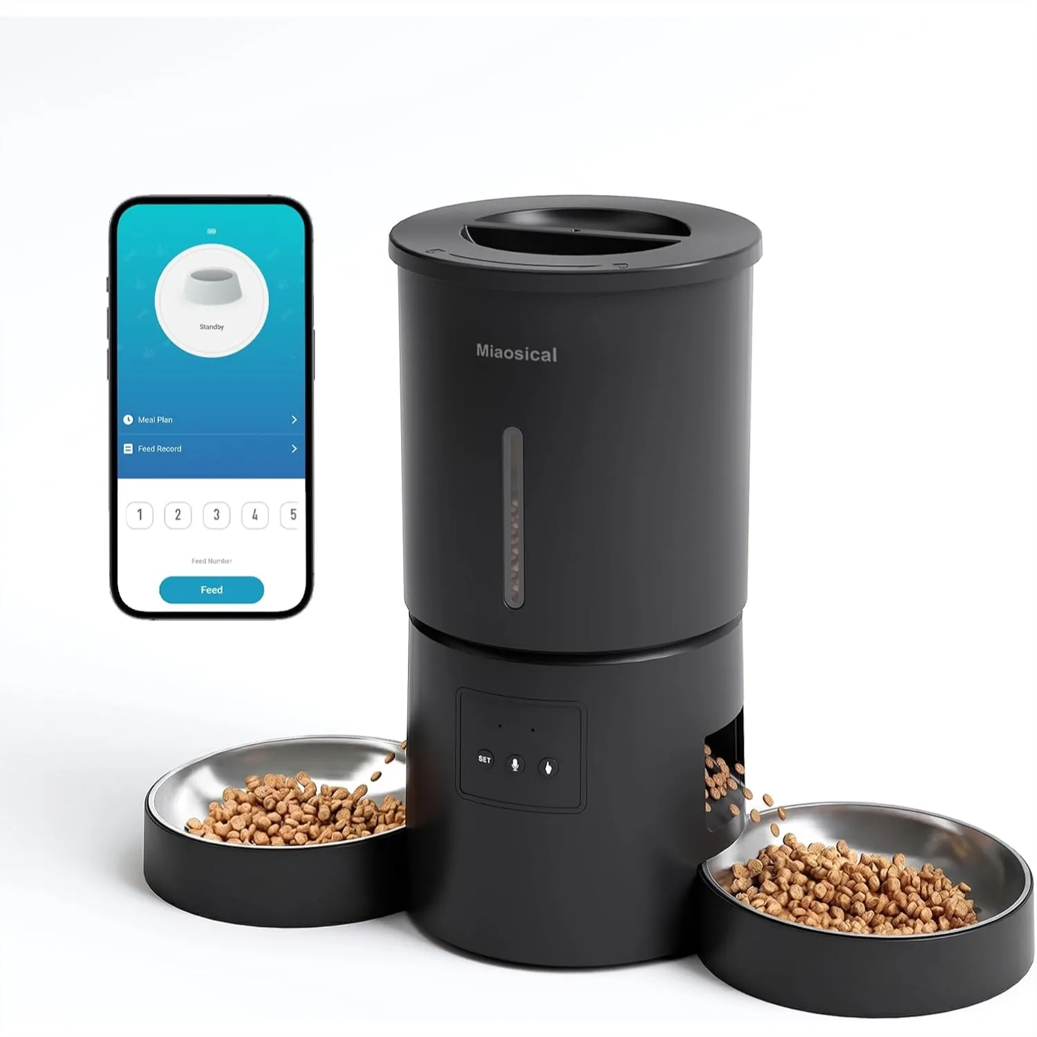 

Automatic Cat Feeder for 2 Cats, WiFi Smart App Control Dual Bowl 4.2L, Timed Auto Food Dispenser with Equal Portions