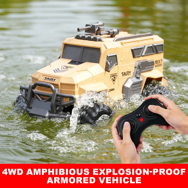 JJRC Q241 2.4G Waterproof Amphibious 4WD RC Car All-Terrain Off-Road Military Armored Toy Gift for Kids Adults