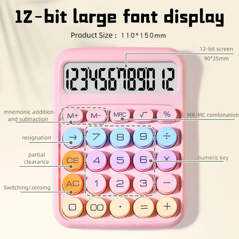 Dopamine Calculator 12 Cijfers Desktop Calculator Mechanische Toetsenbord Calculator Draagbare Mini Calculator Voor Thuis School Kantoor