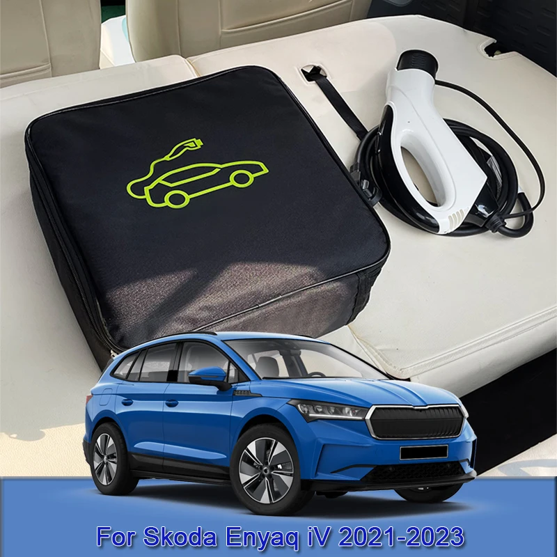 

EV Car Charging Cable Storage Carry Bag Charger Plugs Sockets Waterproof Fire Retardant Acccessory For Skoda Enyaq iV 2021-2023