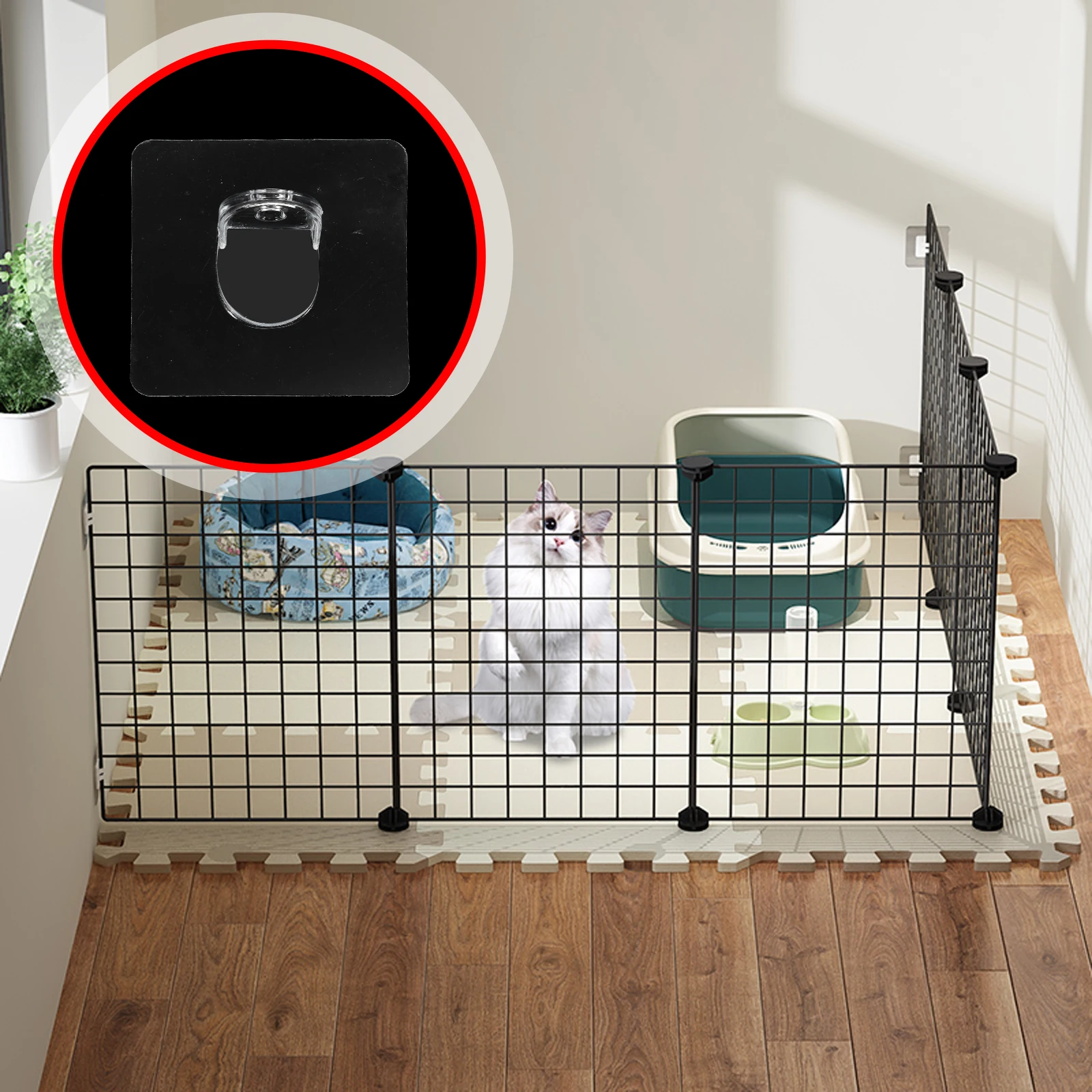 

8Pcs Self-Adhesive Pet Cage Holder Strong Reliable Retainer for Floor Fixing Non-Slip Fence Support Accessories