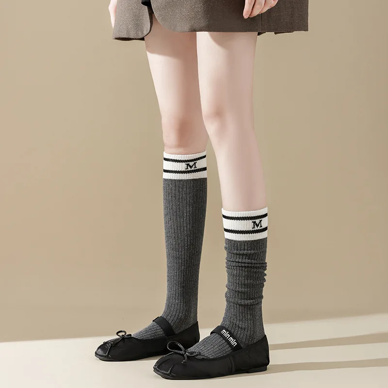 

Calf Socks for Women Stockings White High Elasticity Long Tube Stockings For Women Leisure All-Match Stockings Letter Print